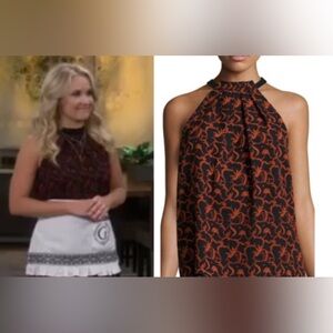 A.L.C. 100% Silk Sleeveless Blouse - Rust/Black - 12 - NWT